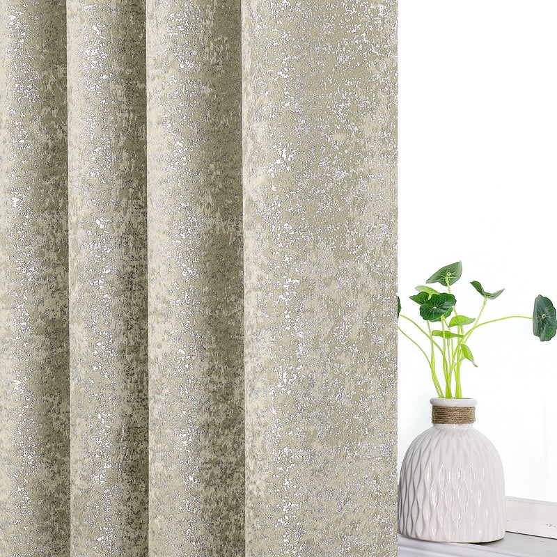 GoodGram 2 Pack Sparkle Chic Thermal Blackout Curtain Panels - Assorted Colors & Sizes (Beige, 84 in. Long) - Image 4